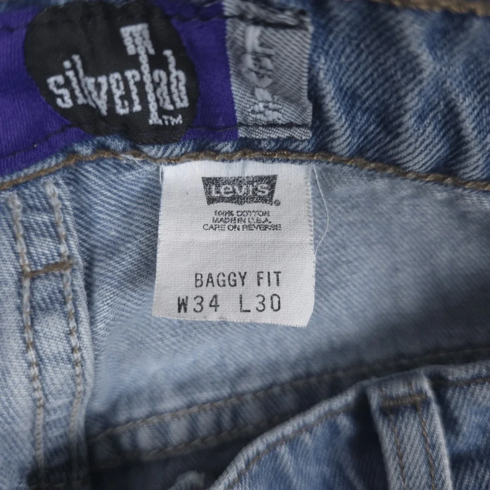 Vintage Levis SilverTab Baggy Jeans Mens 34x30 (Fits 32x30) Pleated Denim USA